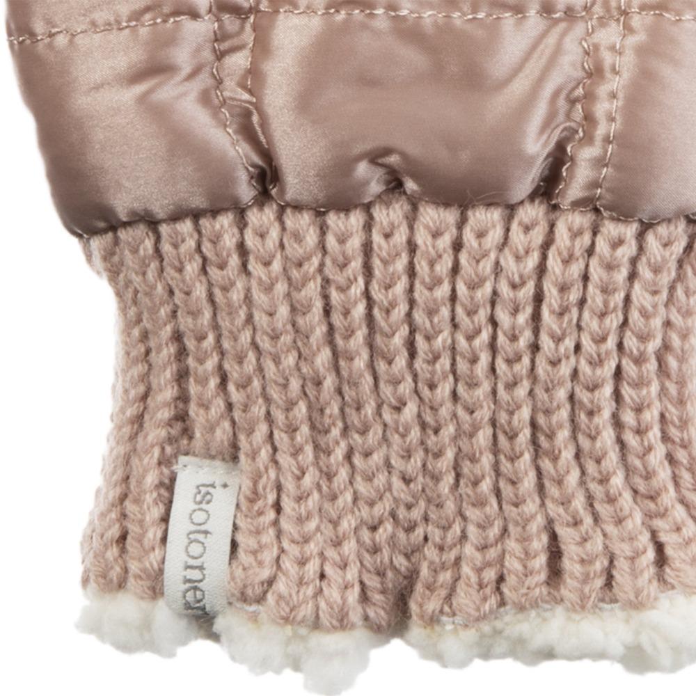 Women's Quilted Fingerless Glove Cozies in Dusted Blush Cuff Detail
