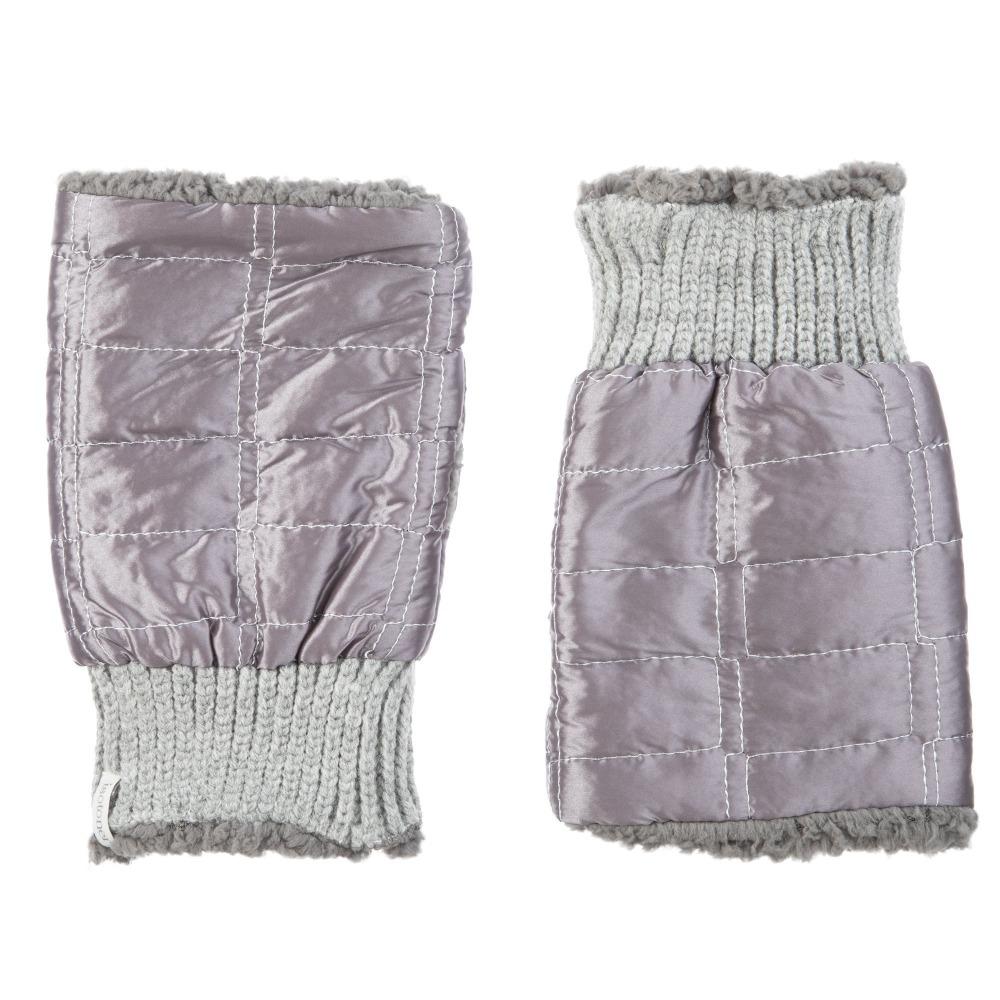Women's Quilted Fingerless Glove Cozies in Dusty Lavender Front and Back