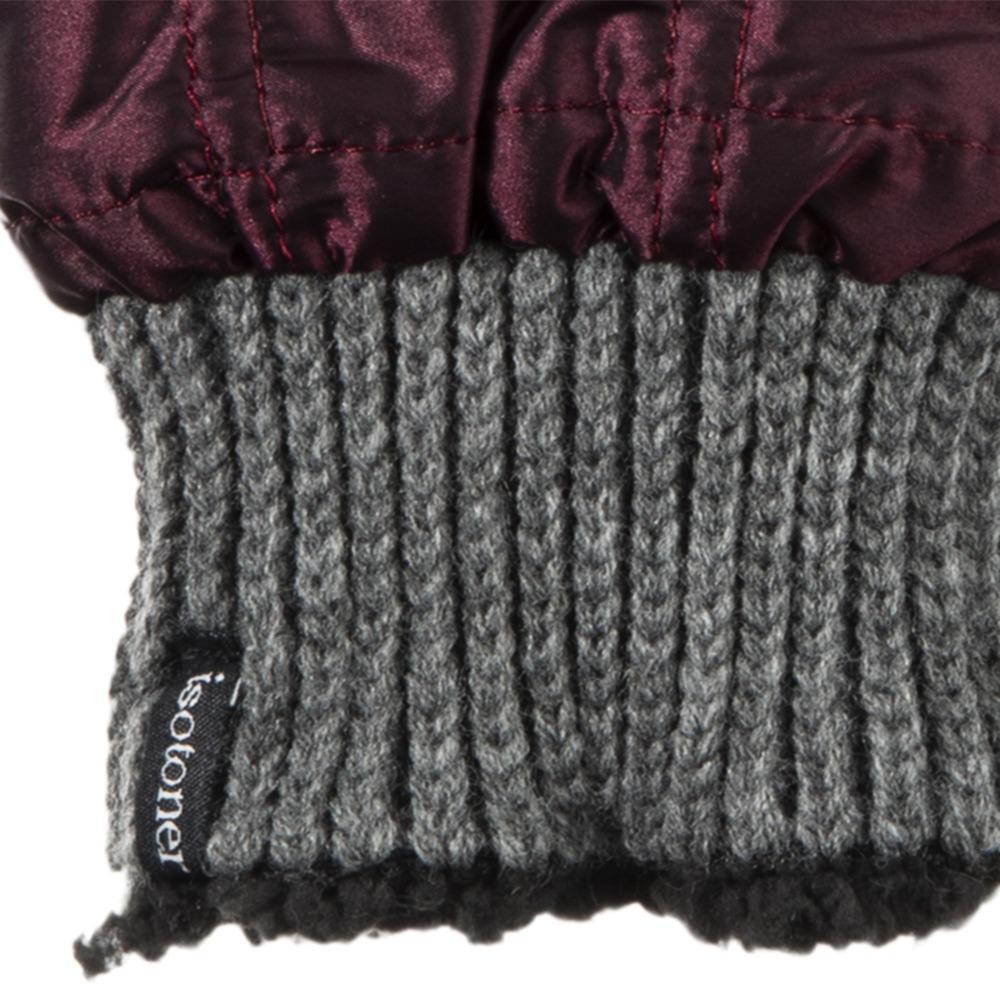 Women's Quilted Fingerless Glove Cozies in Plum Cuff Details
