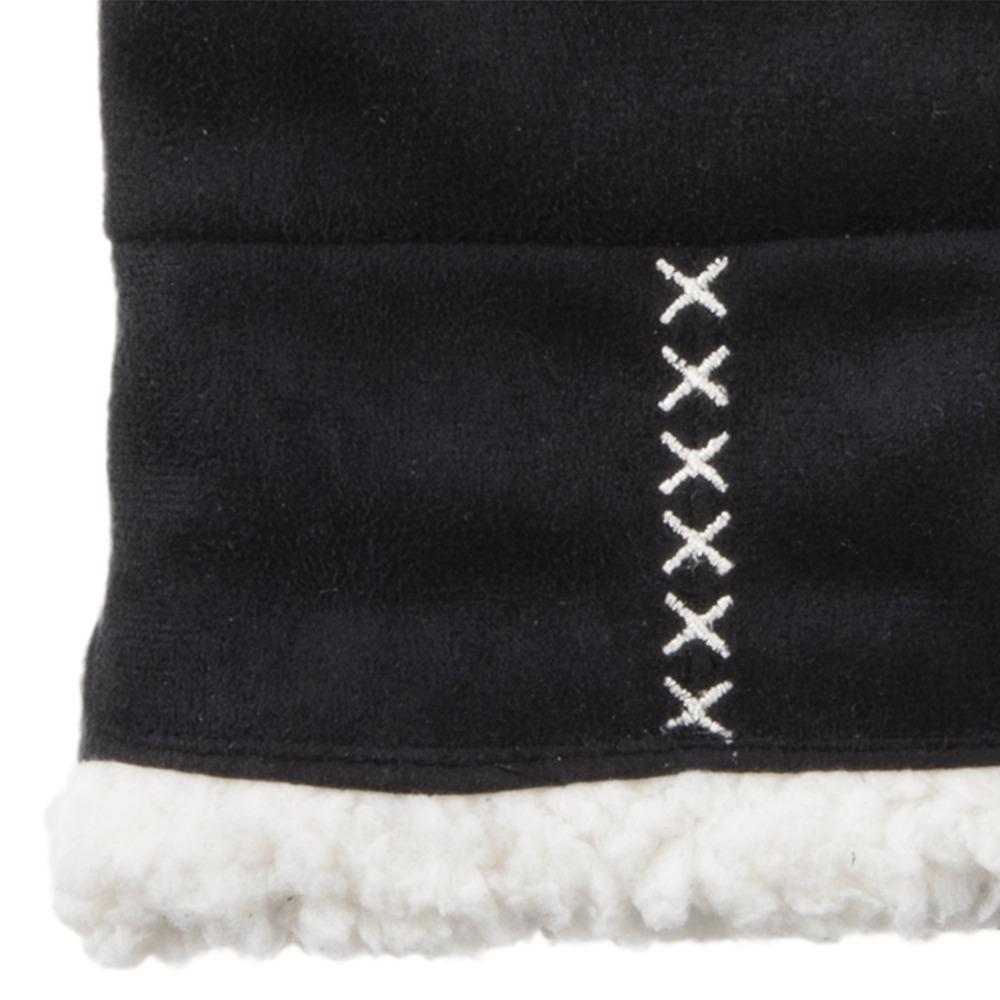Women's Microfiber Touchscreen Mittens in Black Cuff Details