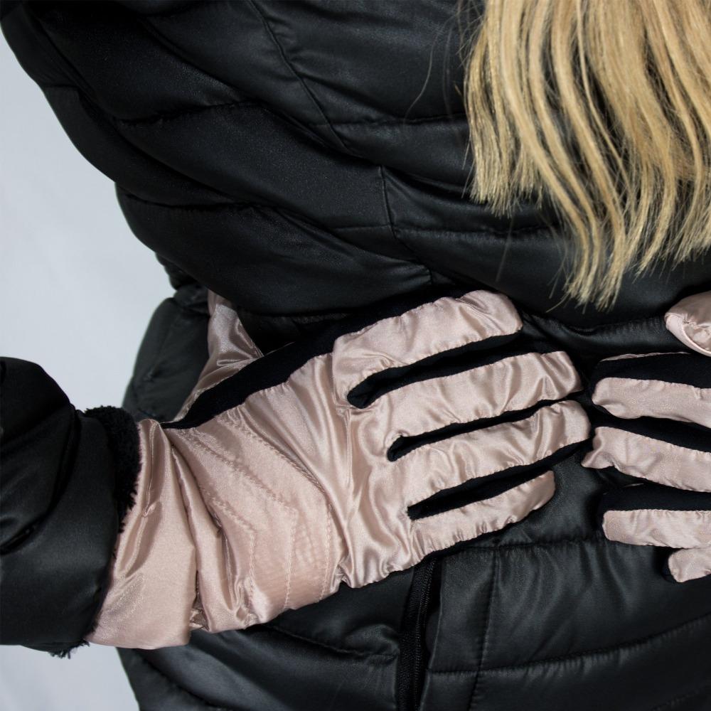 Women's Quilted Gloves with Double Lining in Dusted Blush on Model
