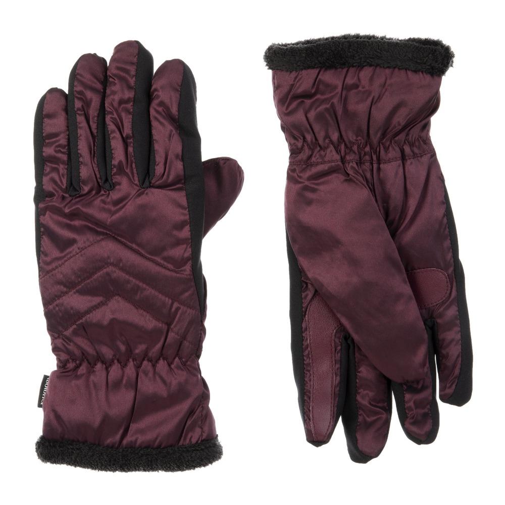 Women's Quilted Gloves with Double Lining Plum Front and Back