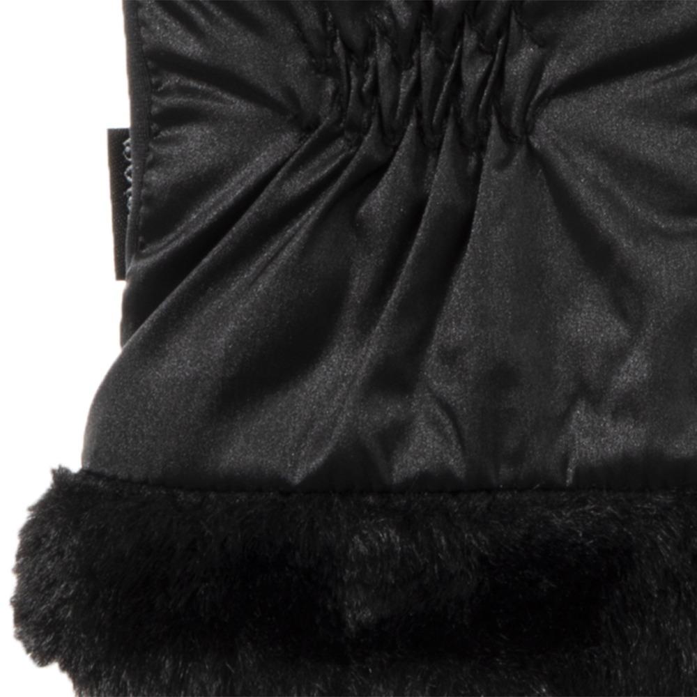 Women's Quilted Gloves with Faux Fur Cuff in Black Cuff Detail