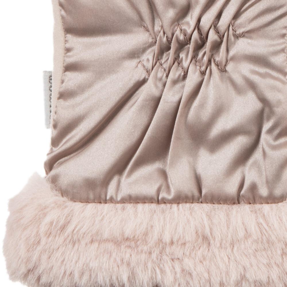 Women's Quilted Gloves with Faux Fur Cuff in Dusted Blush Cuff Detail