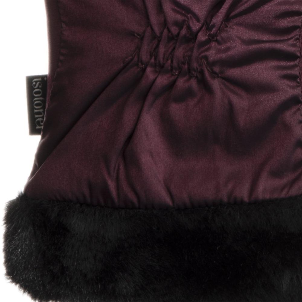 Women's Quilted Gloves with Faux Fur Cuff in Plum Cuff Detail