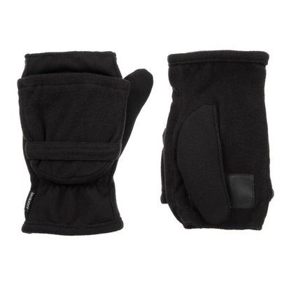 womens tech fleece stretch flip top mitten in charcoal