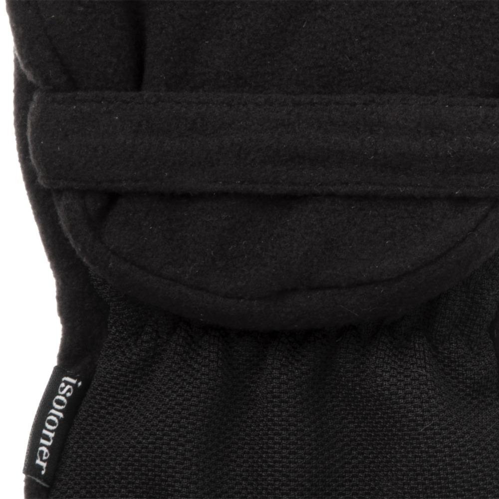 Women's Fleece Stretch Flip-Top Mittens in Black Close Up of Cuff