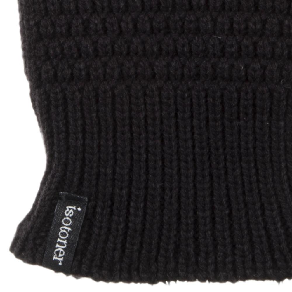 Women's Textured Knit Gloves in Black Cuff Detail