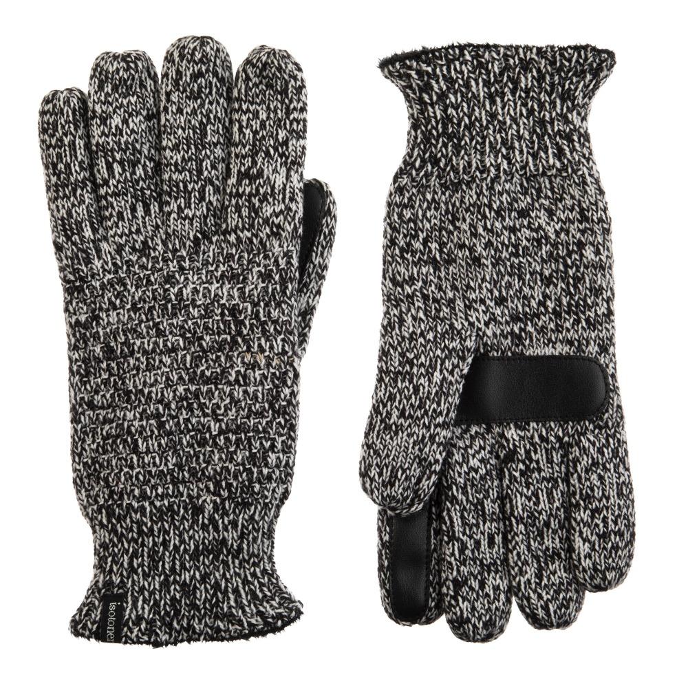 Women’s Isotoner Textured Knit Gloves pair in Black stripe