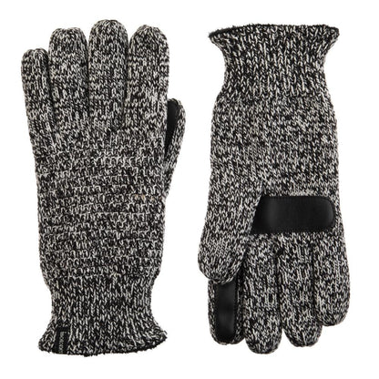 Women’s Isotoner Textured Knit Gloves pair in Black stripe