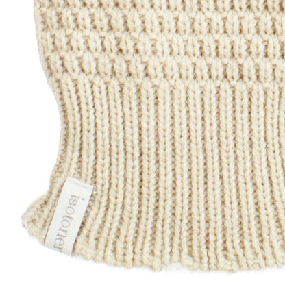 Women’s Isotoner Textured Knit Gloves in Camel Beige Stripe close up on wrist