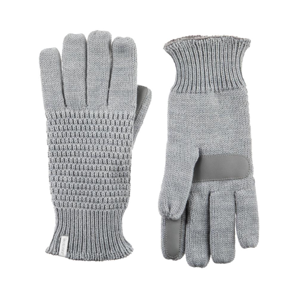 Women's Textured Knit Gloves in Heather (Grey) Front and Back