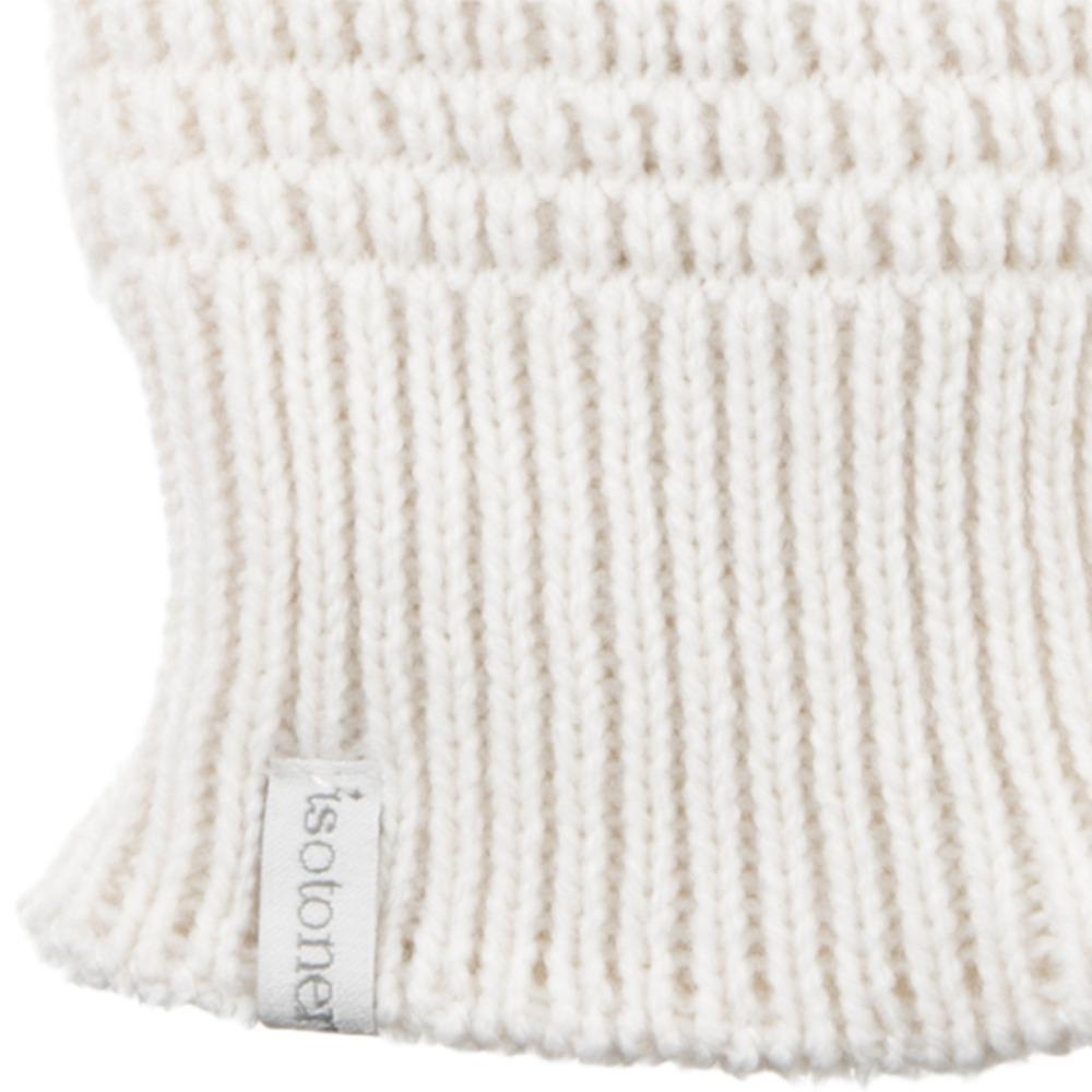 Women's Textured Knit Gloves in Ivory Cuff Detail