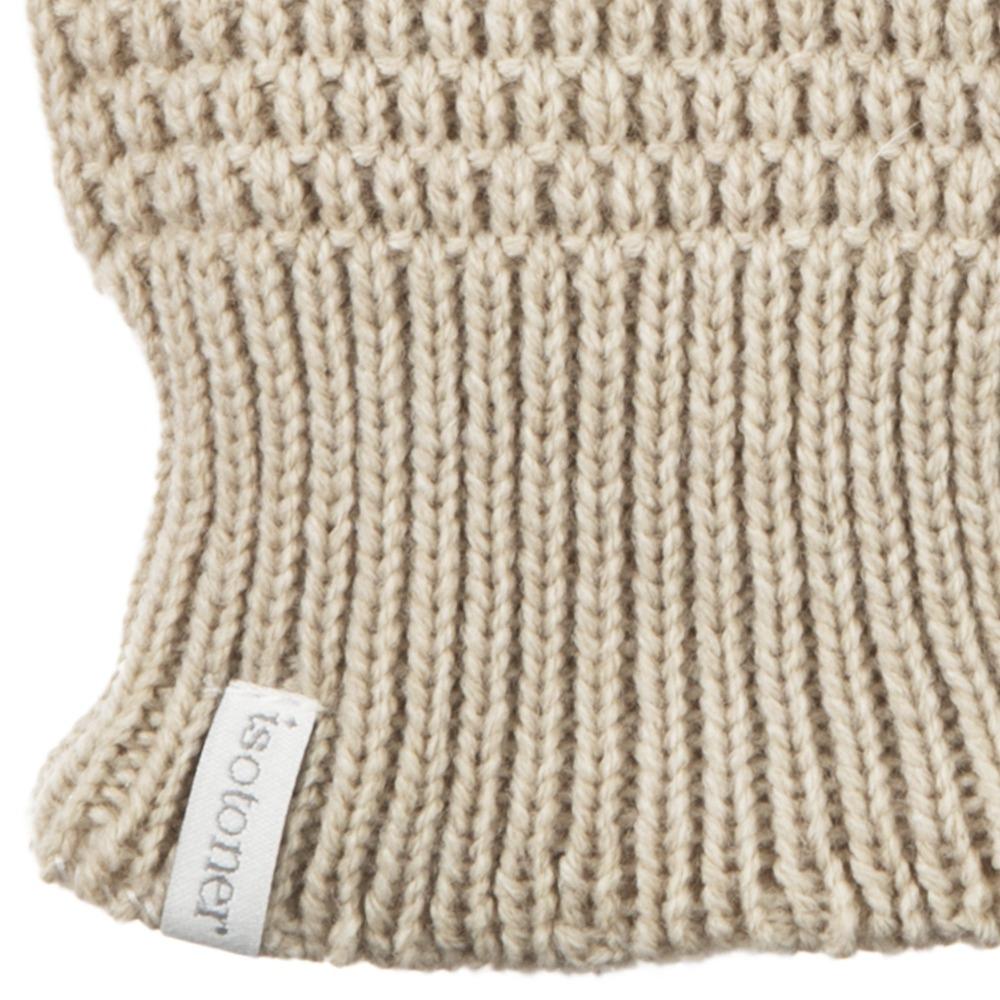 Women's Textured Knit Gloves in Oatmeal Heathered Cuff Detail