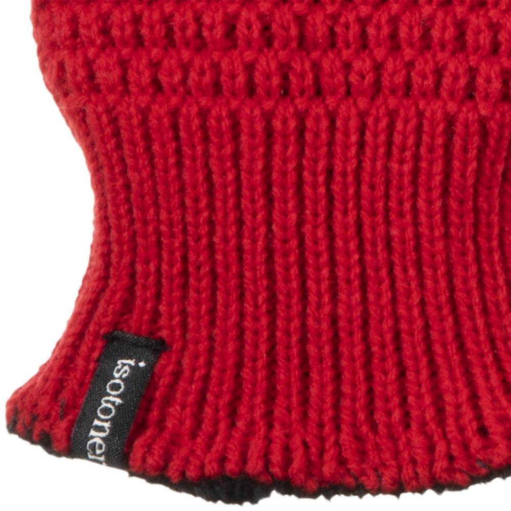 Women's Textured Knit Gloves in Really Red Cuff Detail