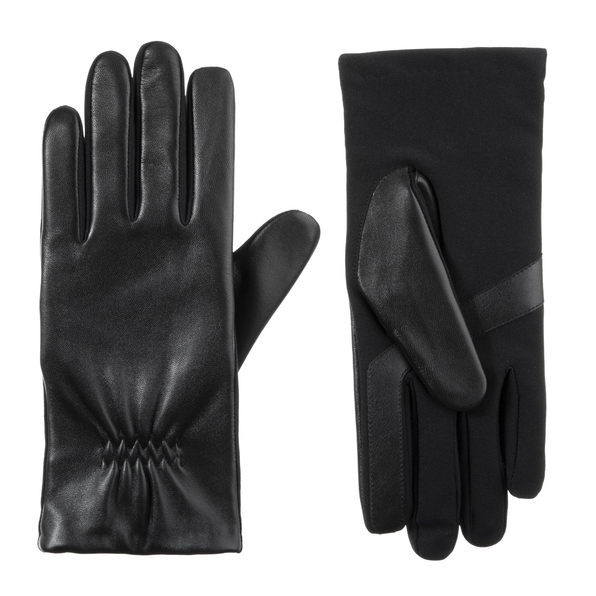 Women's Stretch Leather Touchscreen Gloves Black 1