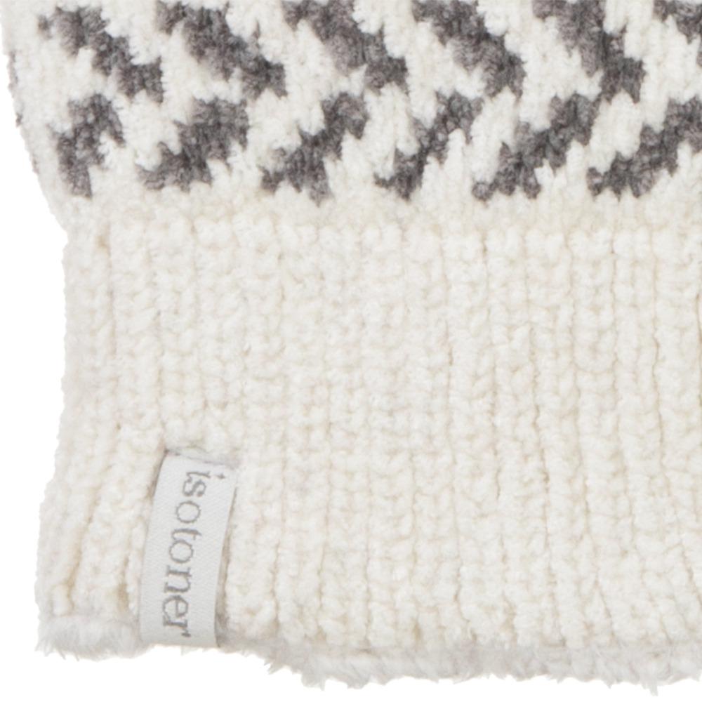 Women's Chenille Snowflake Gloves in Ivory Cuff Details