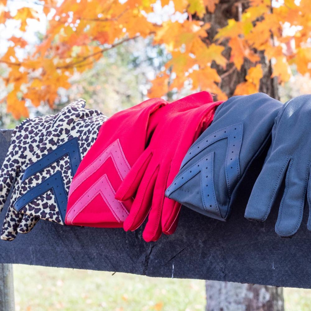 Women's Chevron Spandex Gloves Gloves in various colors laid out
