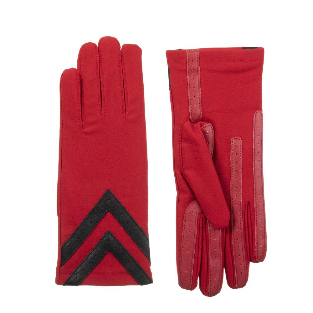 Women's Chevron Spandex Gloves Gloves Really Red Front and Back
