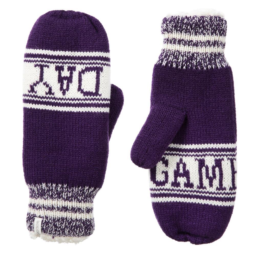 Women's Game Day Mittens Eggplant (Purple) Front and Back