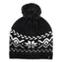womens chenille snowflake hat with pom in black