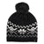 womens chenille snowflake hat with pom in black