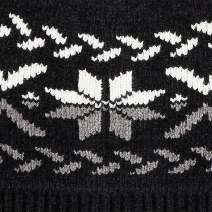 chenille snowflake hat close up of snowflake pattern