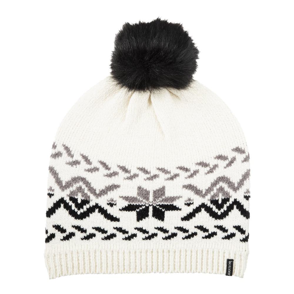 womens chenille snowflake hat with pom in ivory