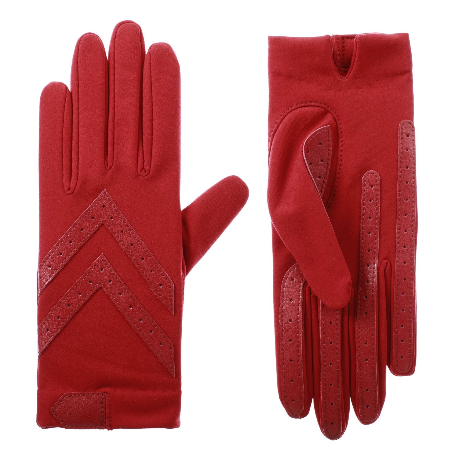 Women’s Isotoner Chevron Shortie Gloves in red
