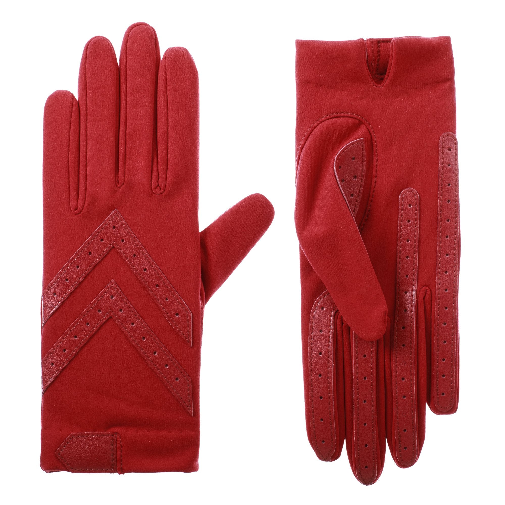 Women’s Isotoner Chevron Shortie Gloves in red