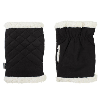 Women’s Recycled Microsuede Quilted Glove Cozy in Black side by side