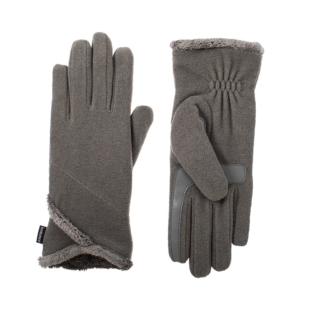 Women's Lined Recycled Stretch Fleece Water Repellant Gloves With Overlap Wrist