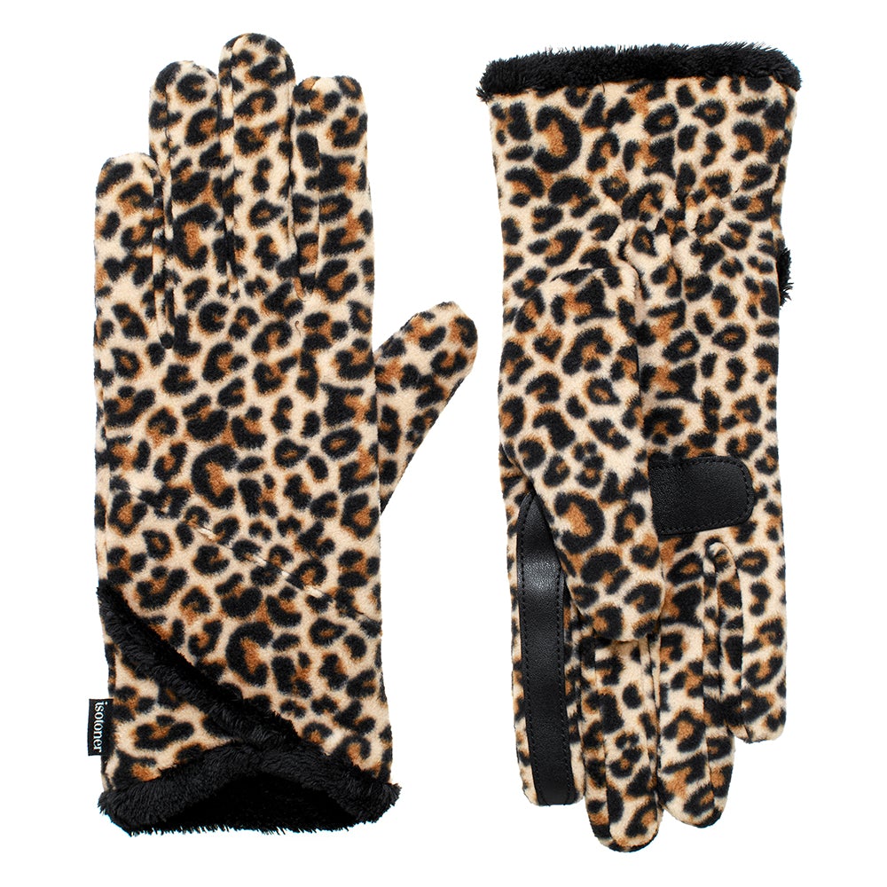 Women's Lined Recycled Stretch Fleece Water Repellant Gloves With Overlap Wrist