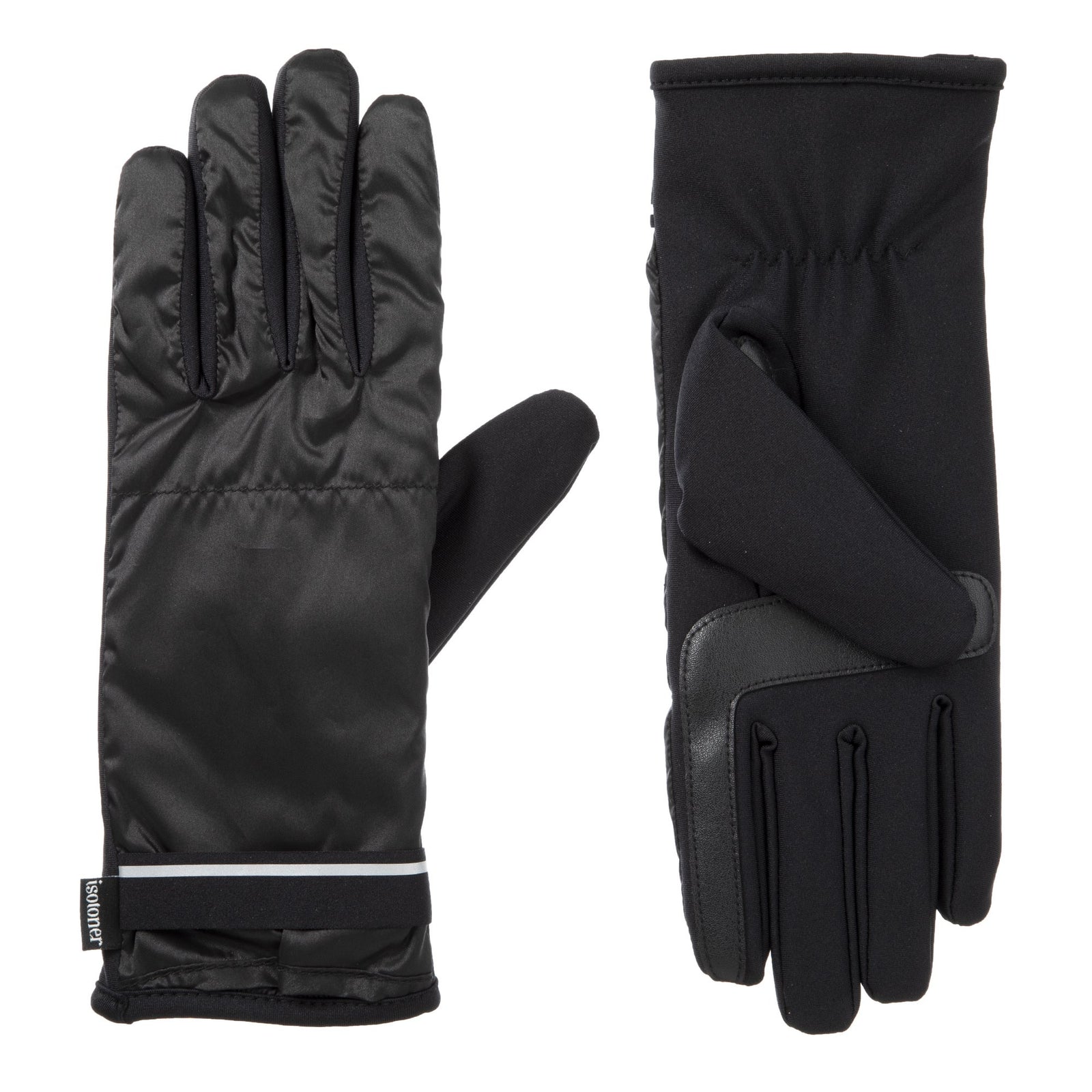 Women's Iridescent Spandex Touchscreen Gloves with Pocket Black 1