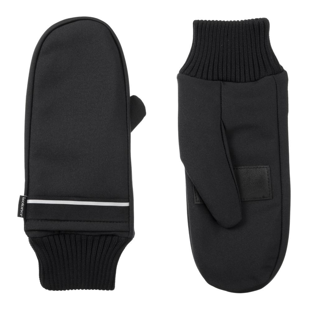 Women's Iridescent Spandex Touchscreen Mittens with Pocket Black Front and Back View
