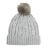 Womens soft knit beanie hat with pom in heather grey