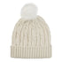Womens soft knit beanie hat with pom in ivory off white