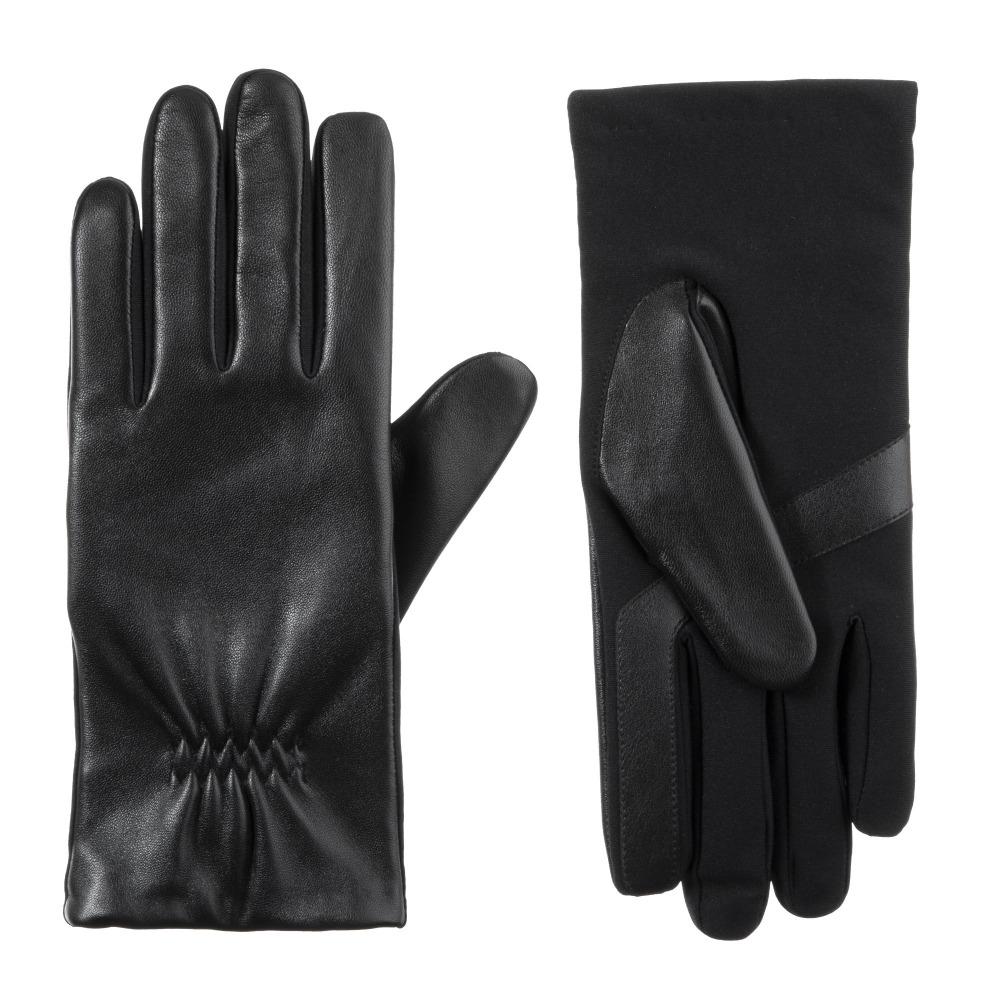 womens stretch leather glove in black