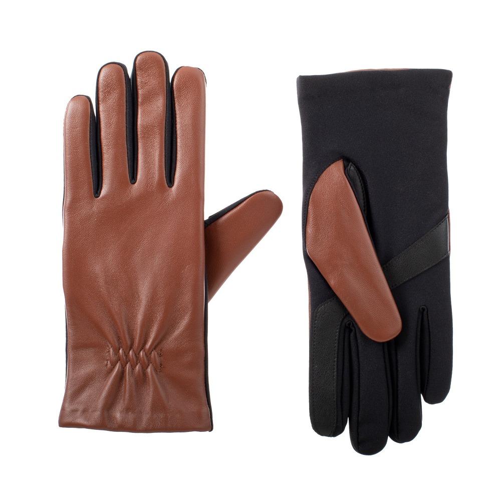 womens stretch leather gloves in caramel