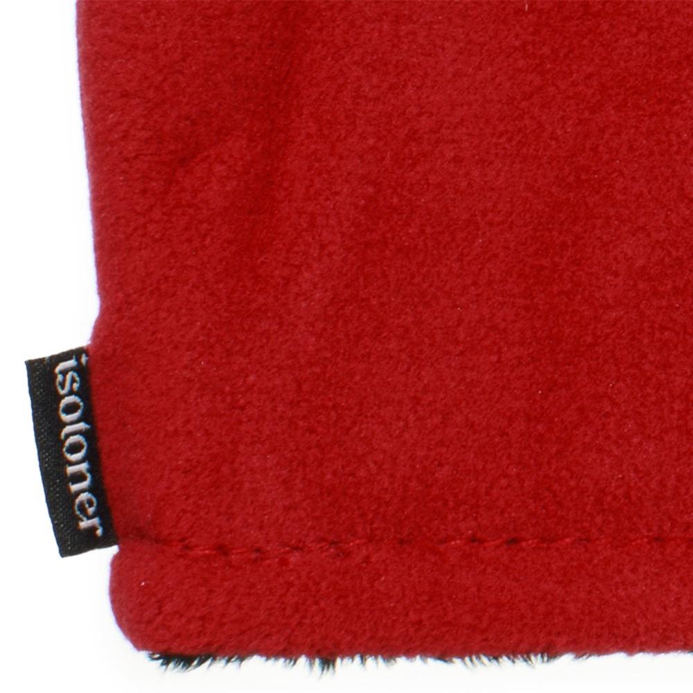 Women's Recycled Fleece Headband in Chili Red close up on Isotoner logo