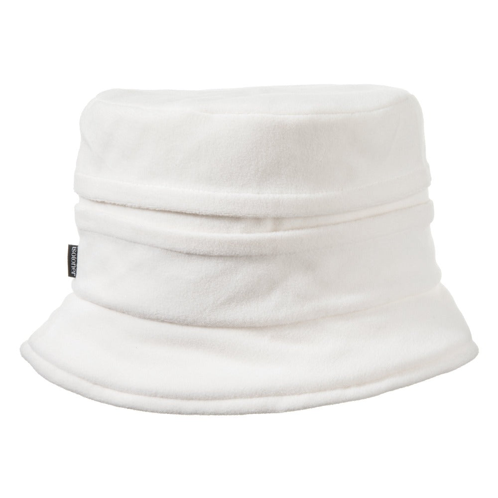 Women's Lined Recycled Fleece Water Repellent Cloche Hat in Ivory