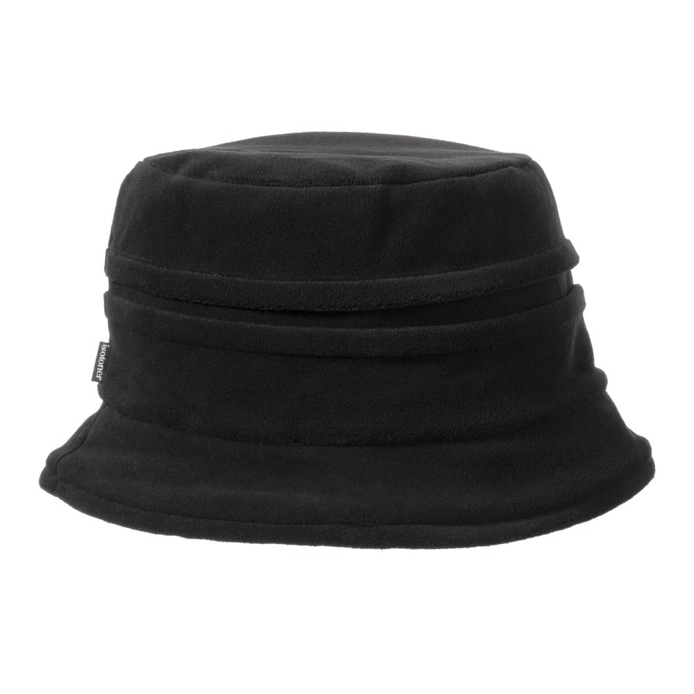 Women's Lined Recycled Fleece Water Repellent Cloche Hat in Black