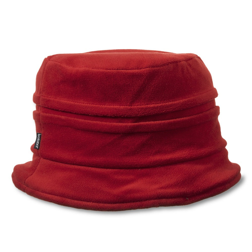 Women's Lined Recycled Fleece Water Repellent Cloche Hat iin Chili Red