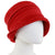 Women's Lined Recycled Fleece Water Repellent Cloche Hat in Chili Red on mannequin head