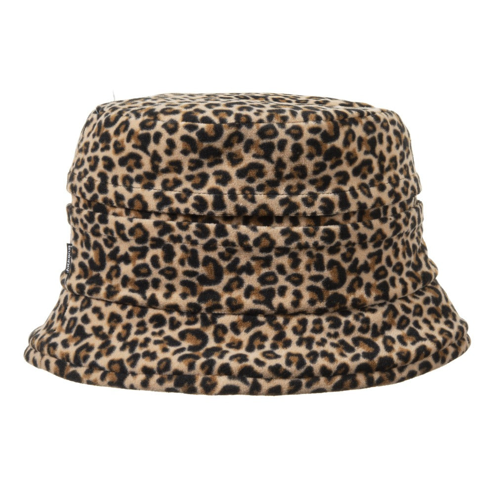 Women's Lined Recycled Fleece Water Repellent Cloche Hat in Leopard Print