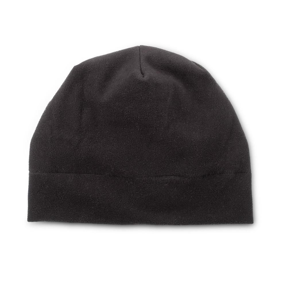 Women's Lined Recycled Fleece Beanie with Rushed Back in Black from the front