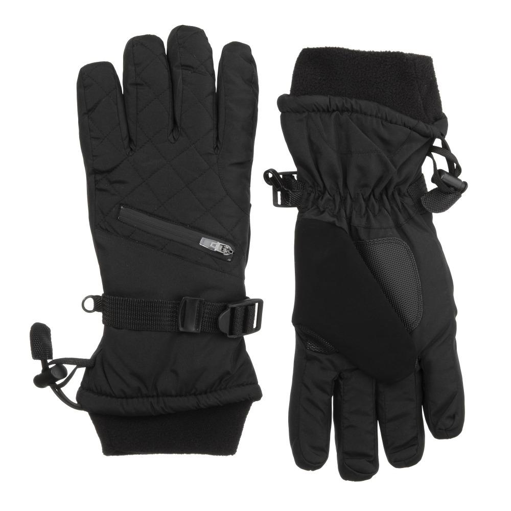 Women's Ski Gloves in Black Front and Back
