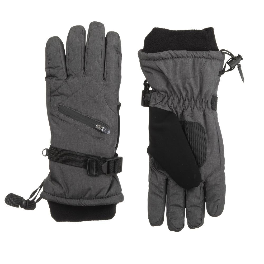 Women's Ski Gloves in Heather(Grey) Front and Back