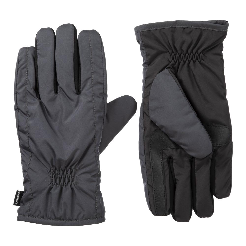 Men's Nylon Gloves with Pieced Back Black Heather Front and Back View