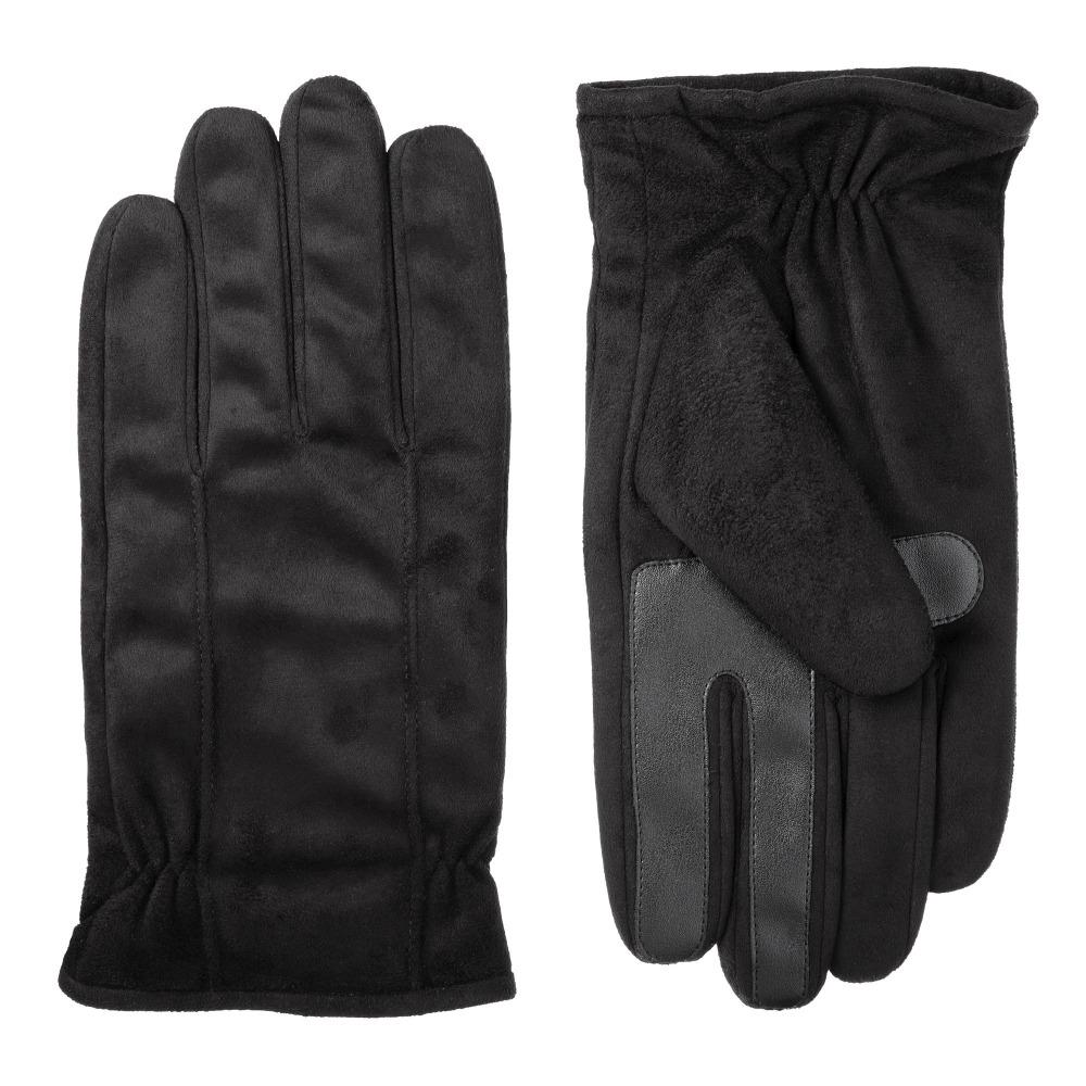 Men's Signature Microfiber Gloves with Back Draws in Black Front and Back